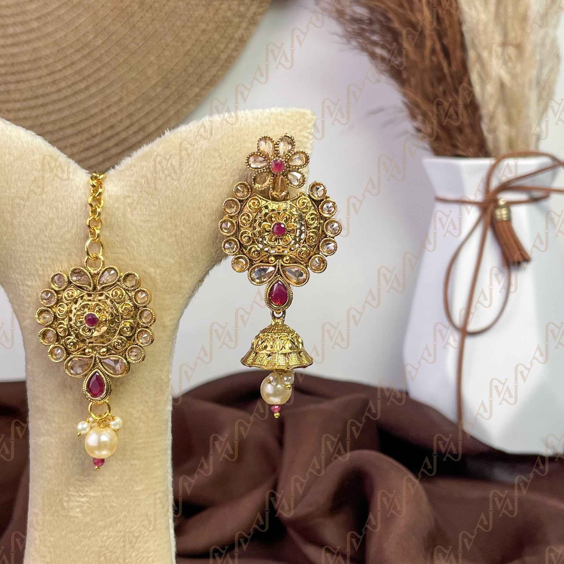 Divine Spark Polki Copper Earring & Tikka Set
