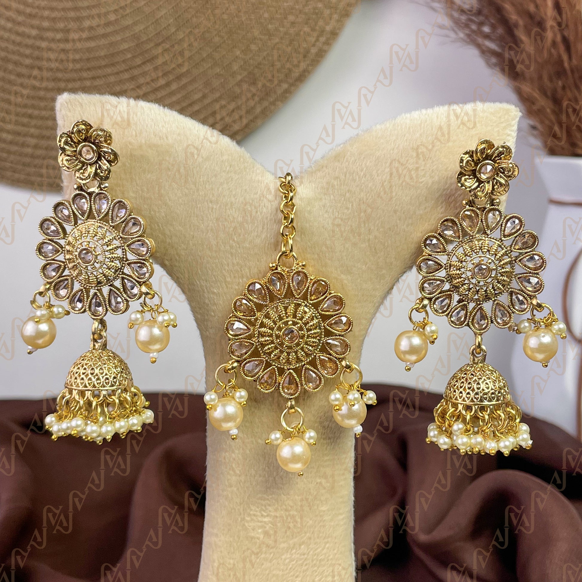 Eternal Shine Polki Copper Earring & Tikka Set