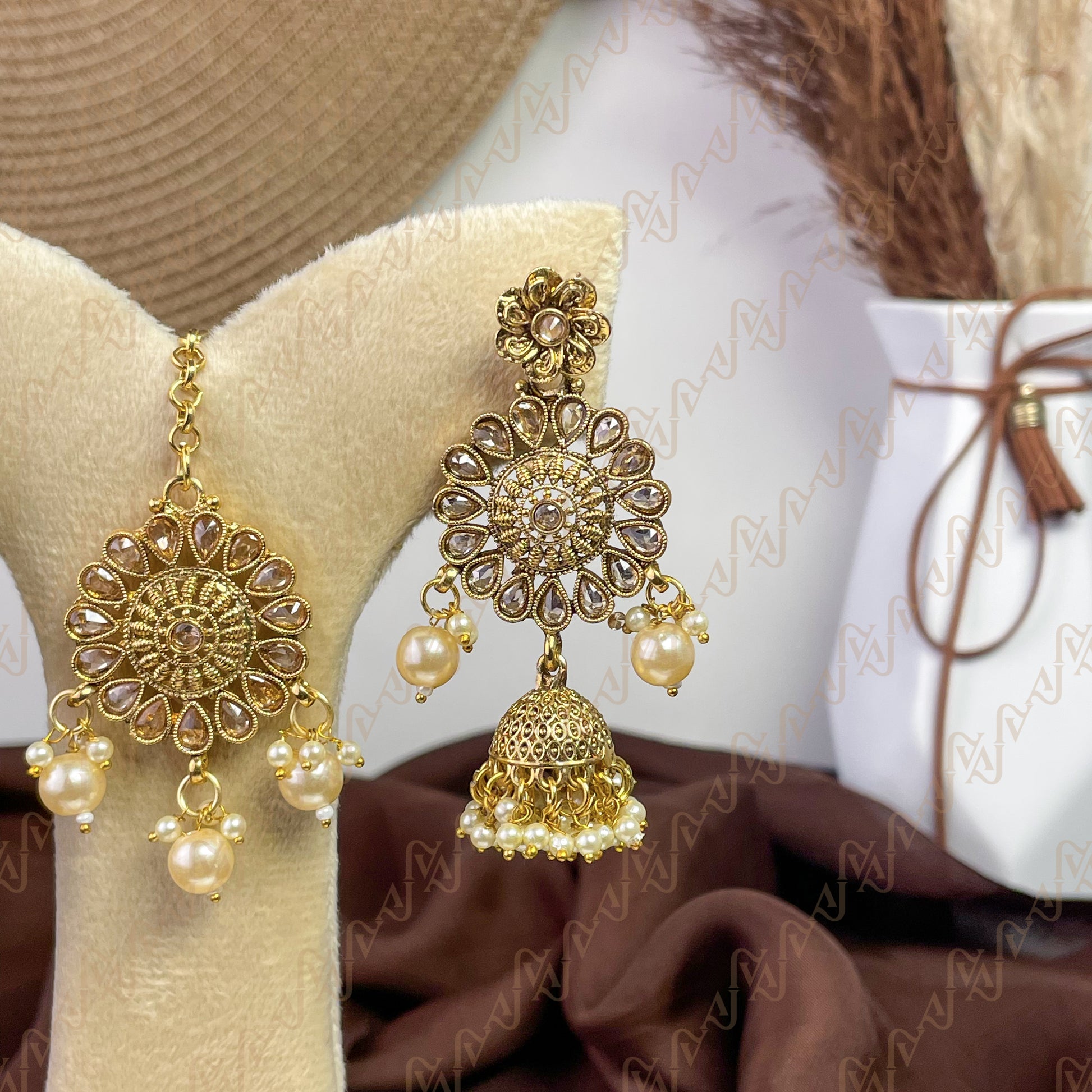 Eternal Shine Polki Copper Earring & Tikka Set