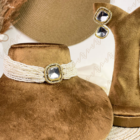 Saibaan Pearl Kundan Choker