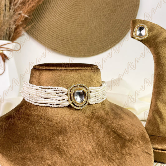 Crystal Pearl Kundan Choker