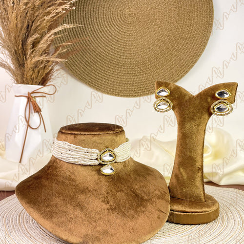 Aaina Drop Pearl Kundan Choker