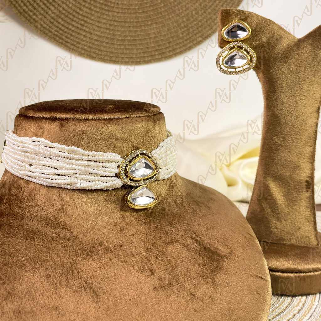 Aaina Drop Pearl Kundan Choker