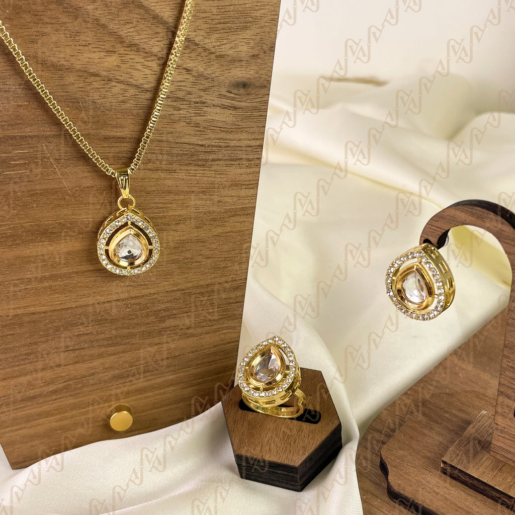 Golden Edge Kundan Combo Set