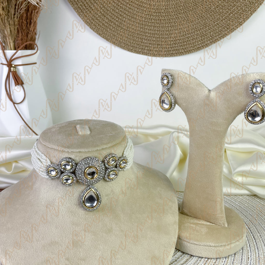Shimmering Cluster Kundan Choker Set