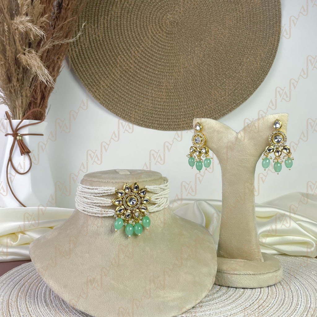 Glimmer Pearl Kundan Choker Set