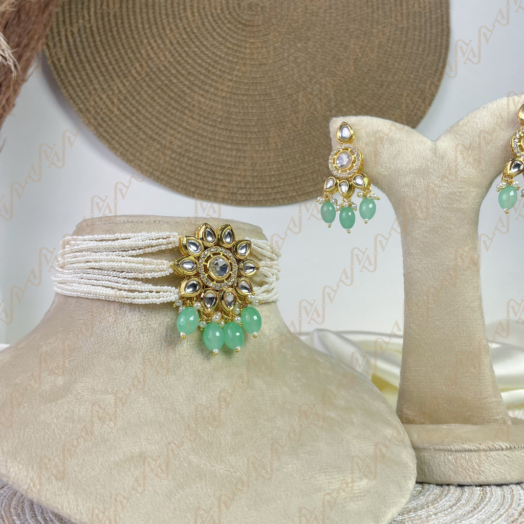 Glimmer Pearl Kundan Choker Set
