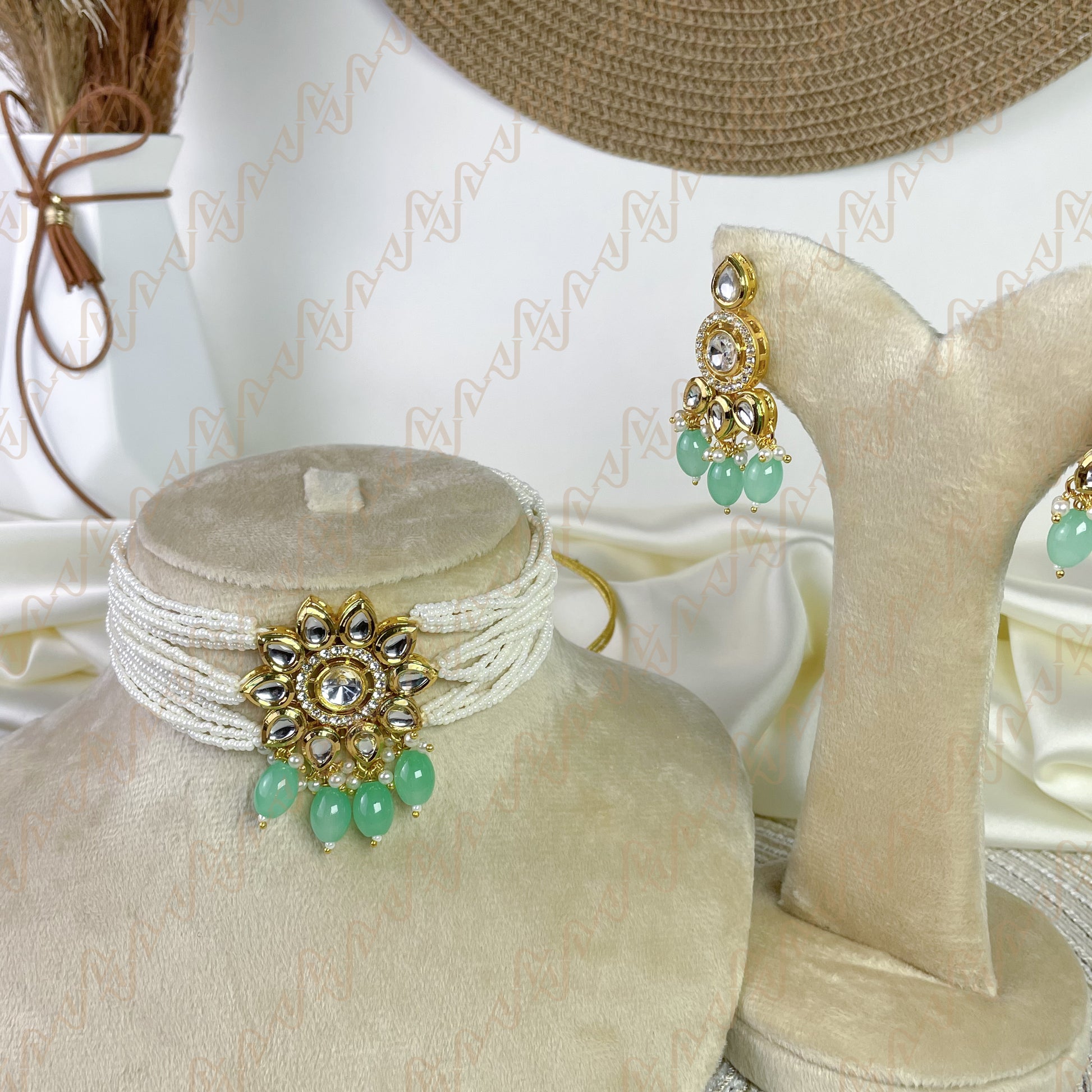 Glimmer Pearl Kundan Choker Set