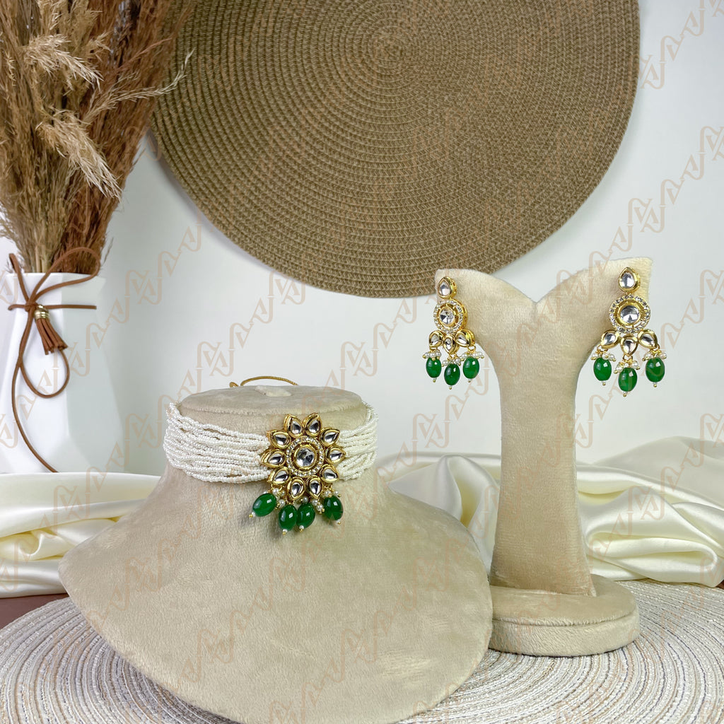 Glimmer Pearl Kundan Choker Set