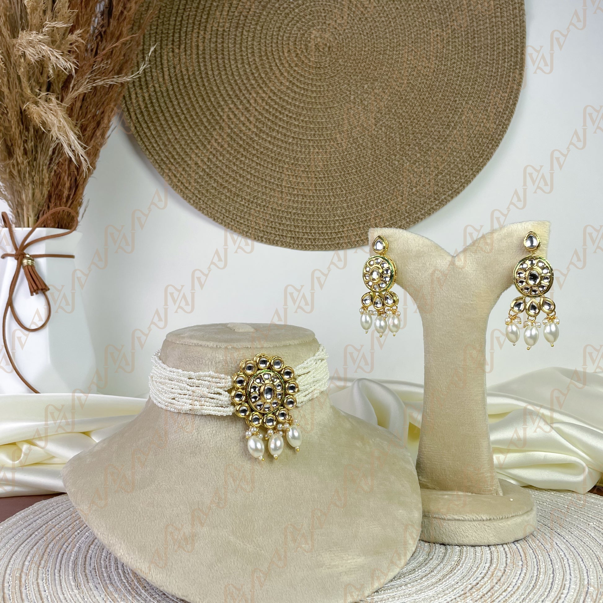 Elegant Pearl Kundan Choker Set