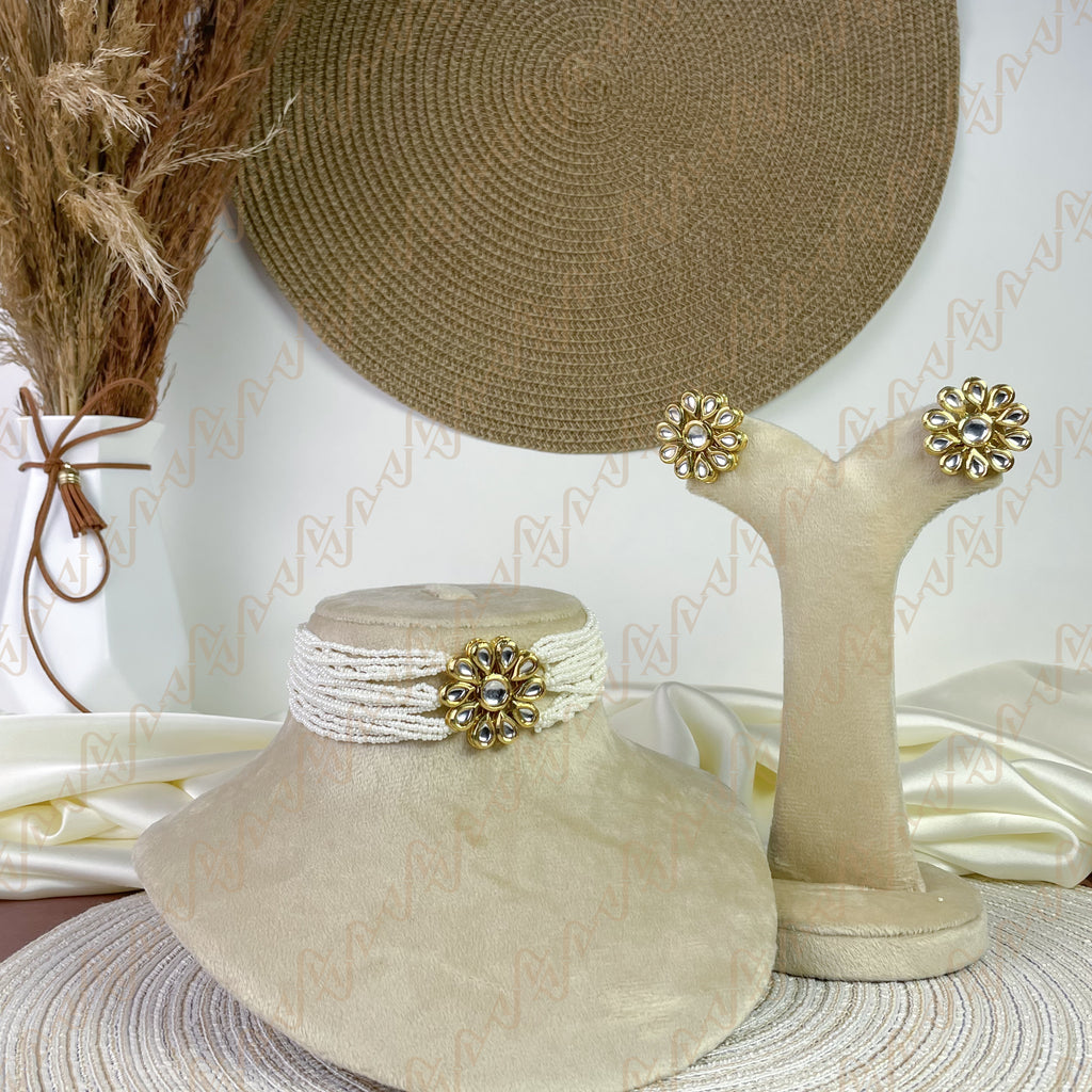 Floral Pearl Kundan Choker Set