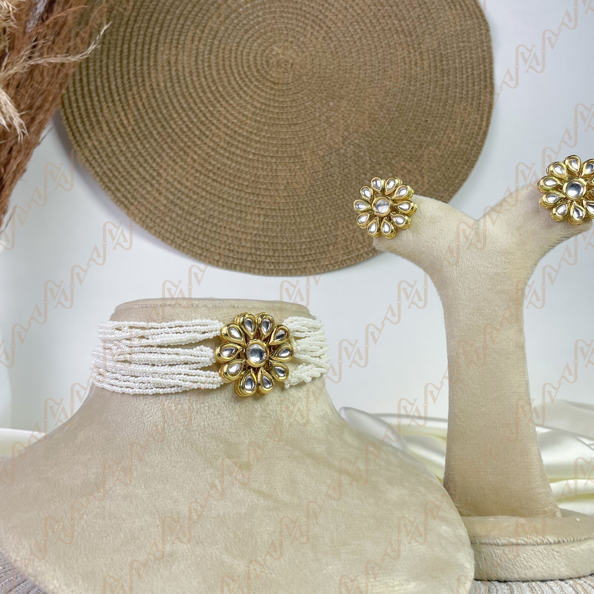 Floral Pearl Kundan Choker Set