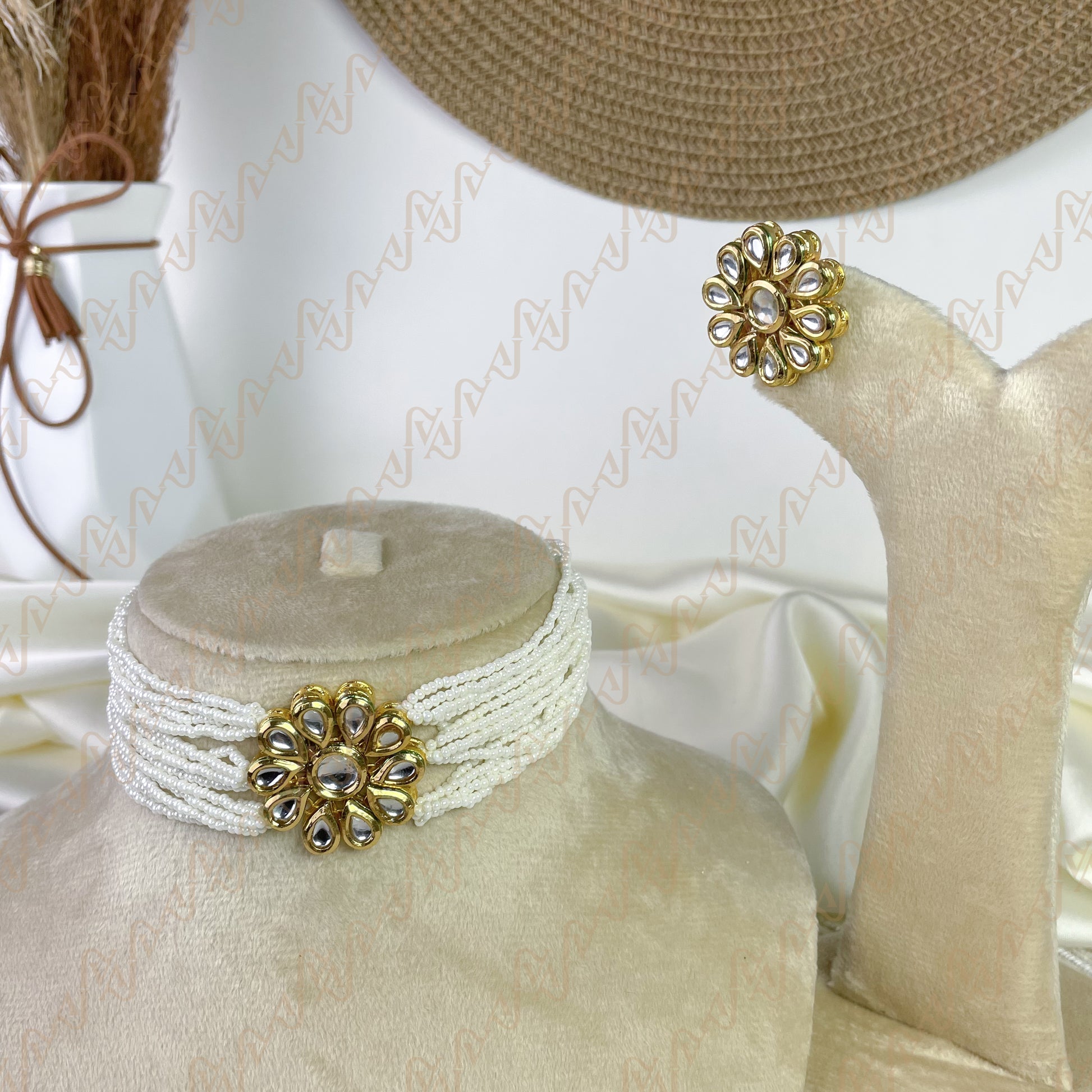 Floral Pearl Kundan Choker Set