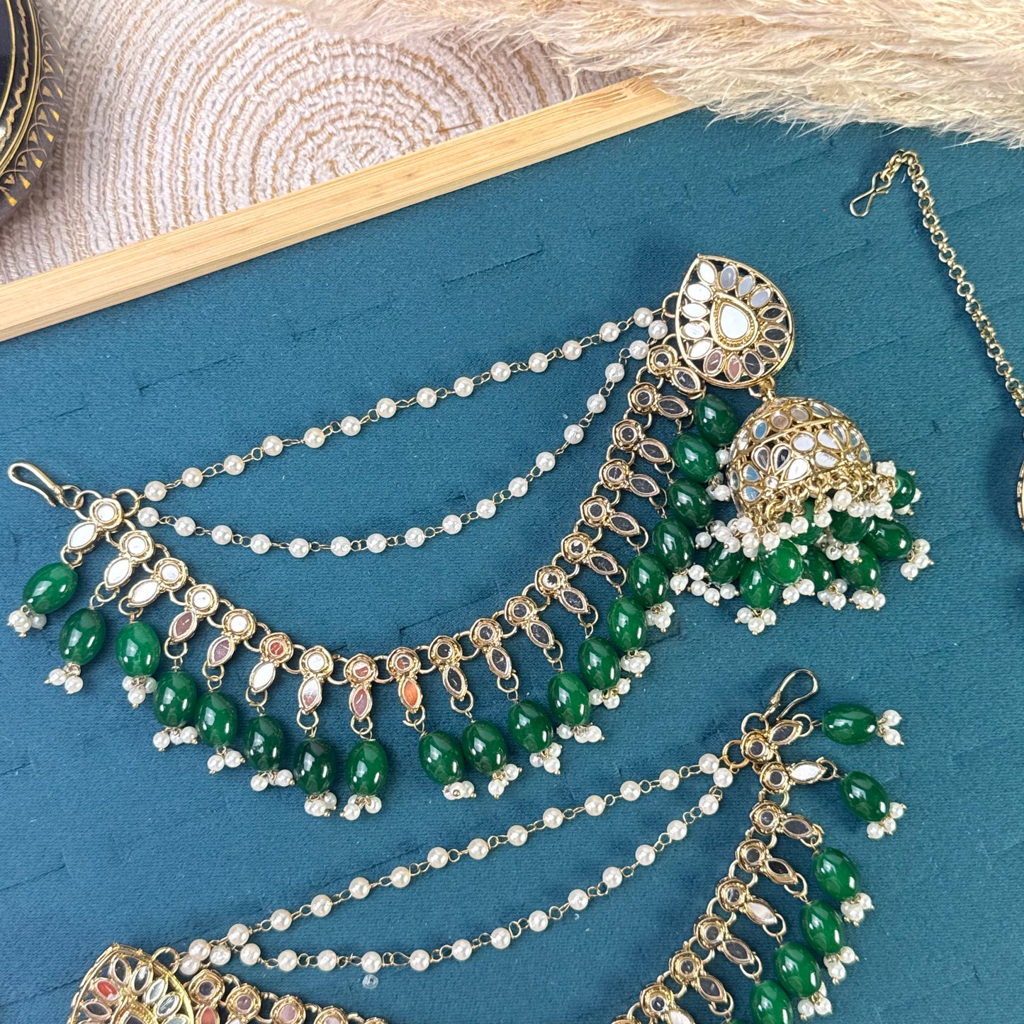 Scarlet teardrop luxe Tikka Sahara Kundan Earrings