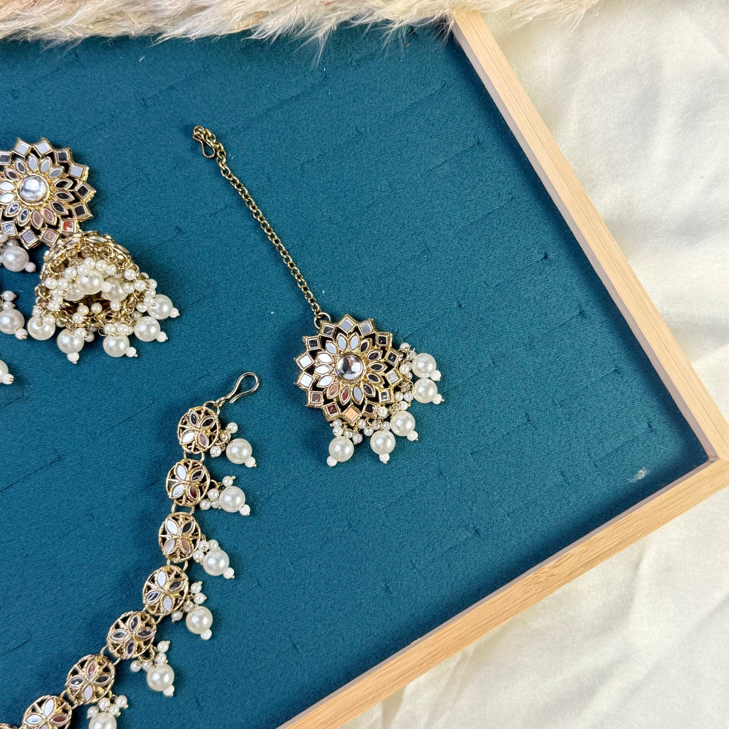 Turquoise ethnic fusion Tikka Sahara Kundan Earrings