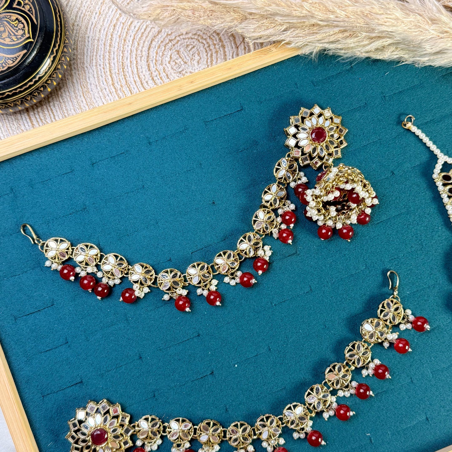 Onyx black majesty Tikka Sahara Kundan Earrings