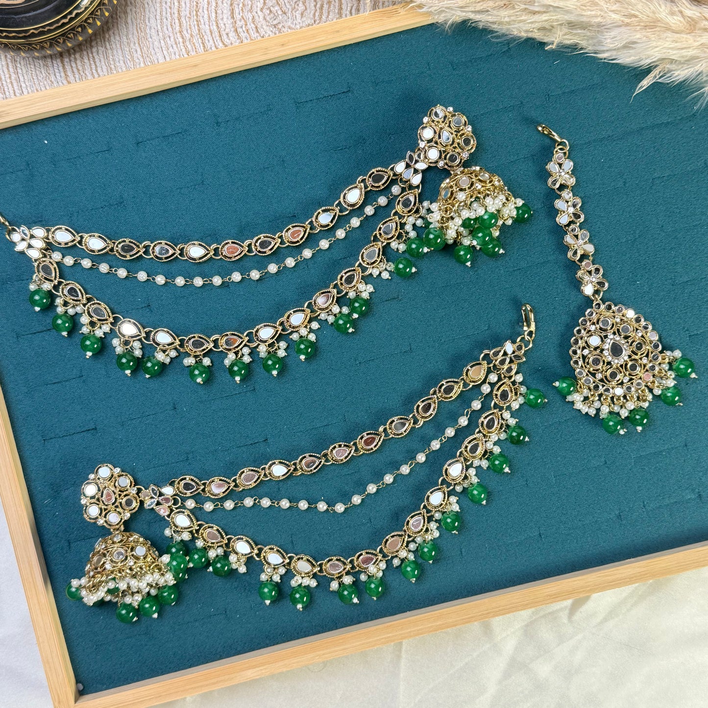Antique pearl Tikka Sahara Kundan Earrings