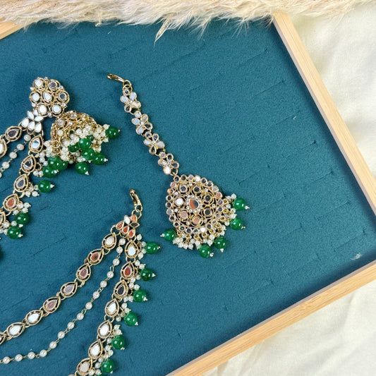 Antique pearl Tikka Sahara Kundan Earrings