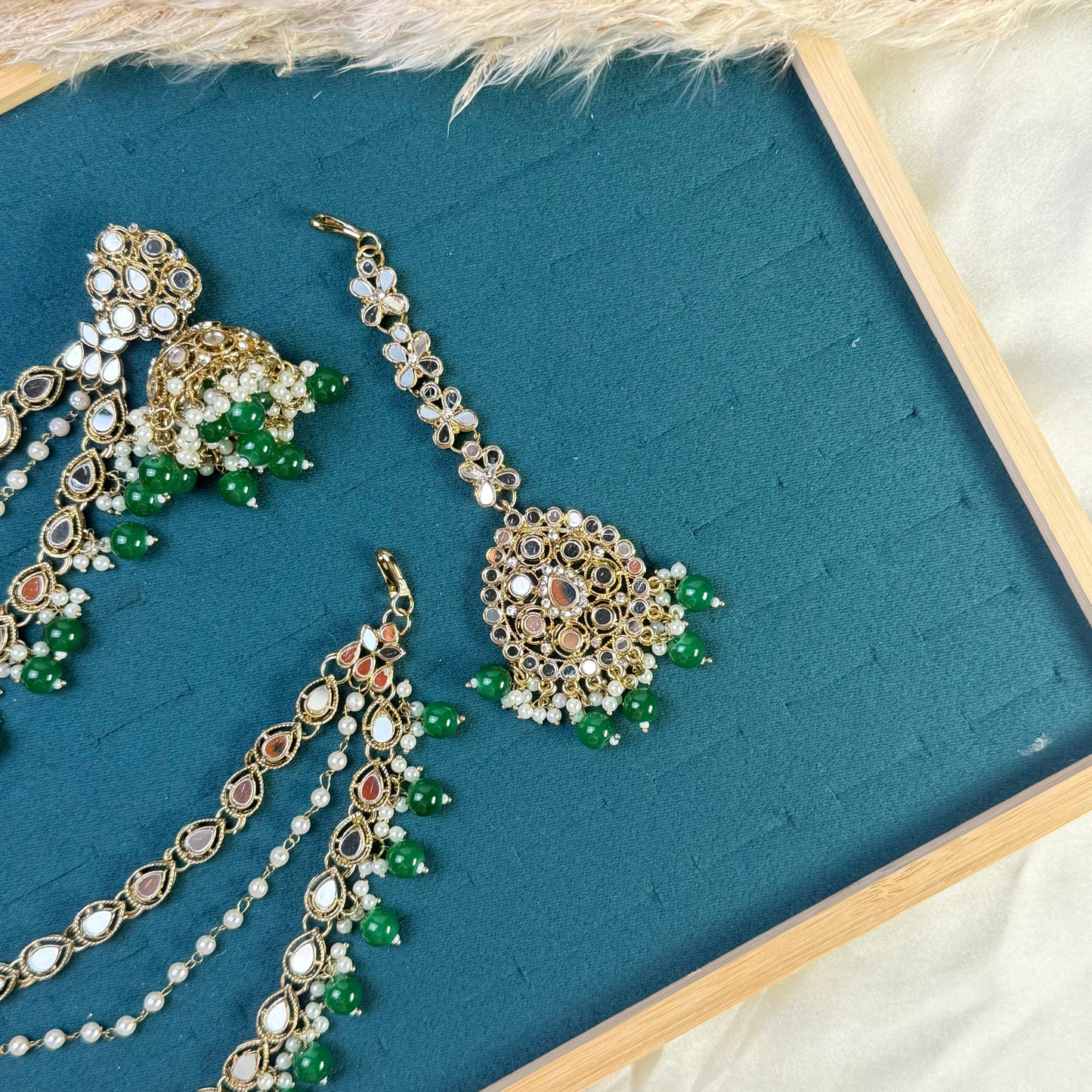 Antique pearl Tikka Sahara Kundan Earrings
