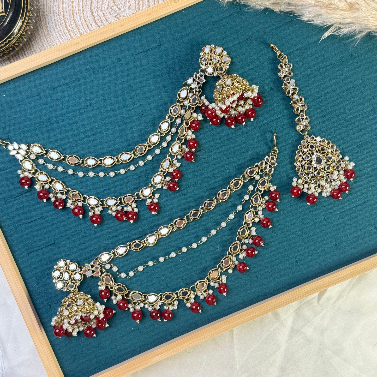 Multi color festive Tikka Sahara Kundan Earrings
