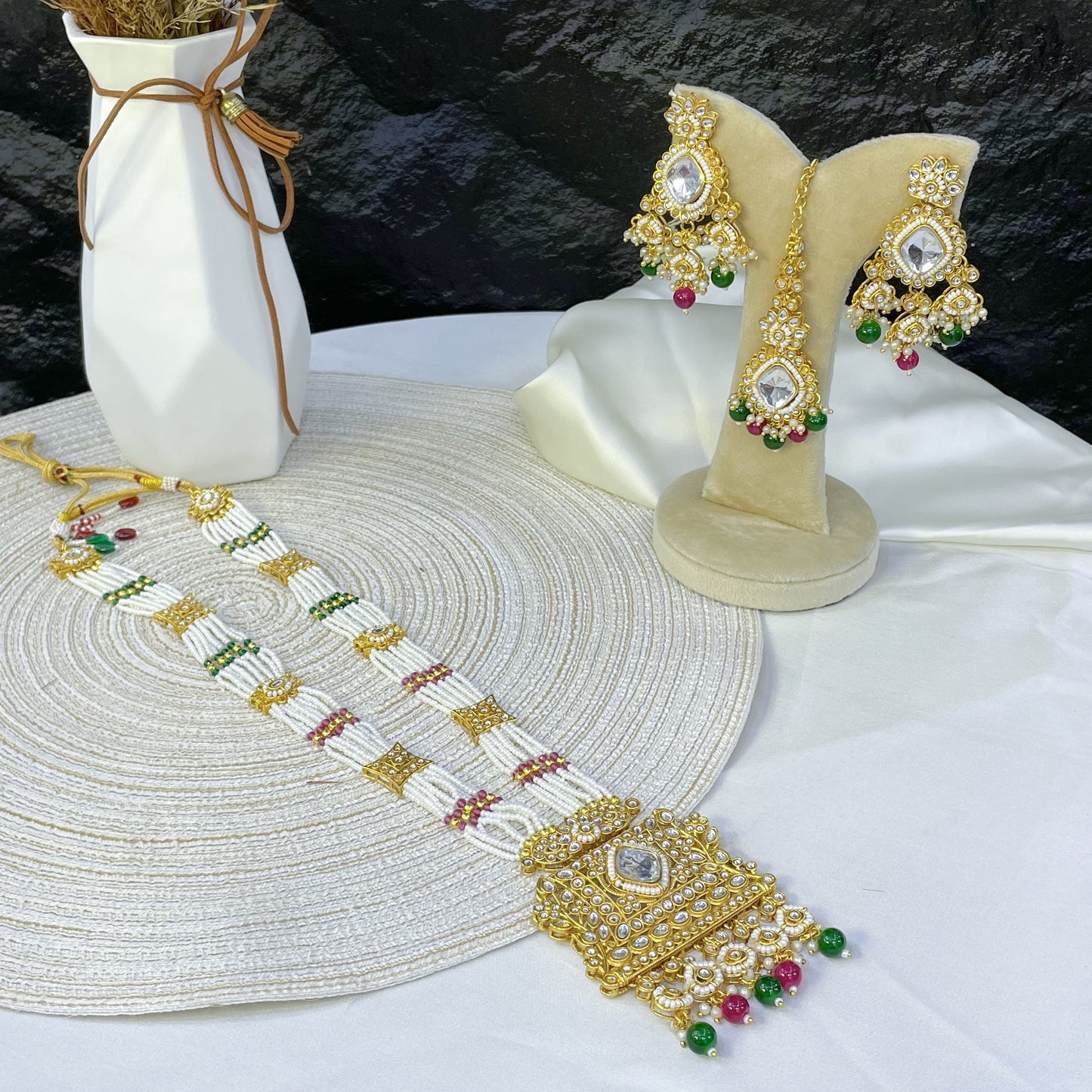 EMERALD & RUBY MOSAIC MALA