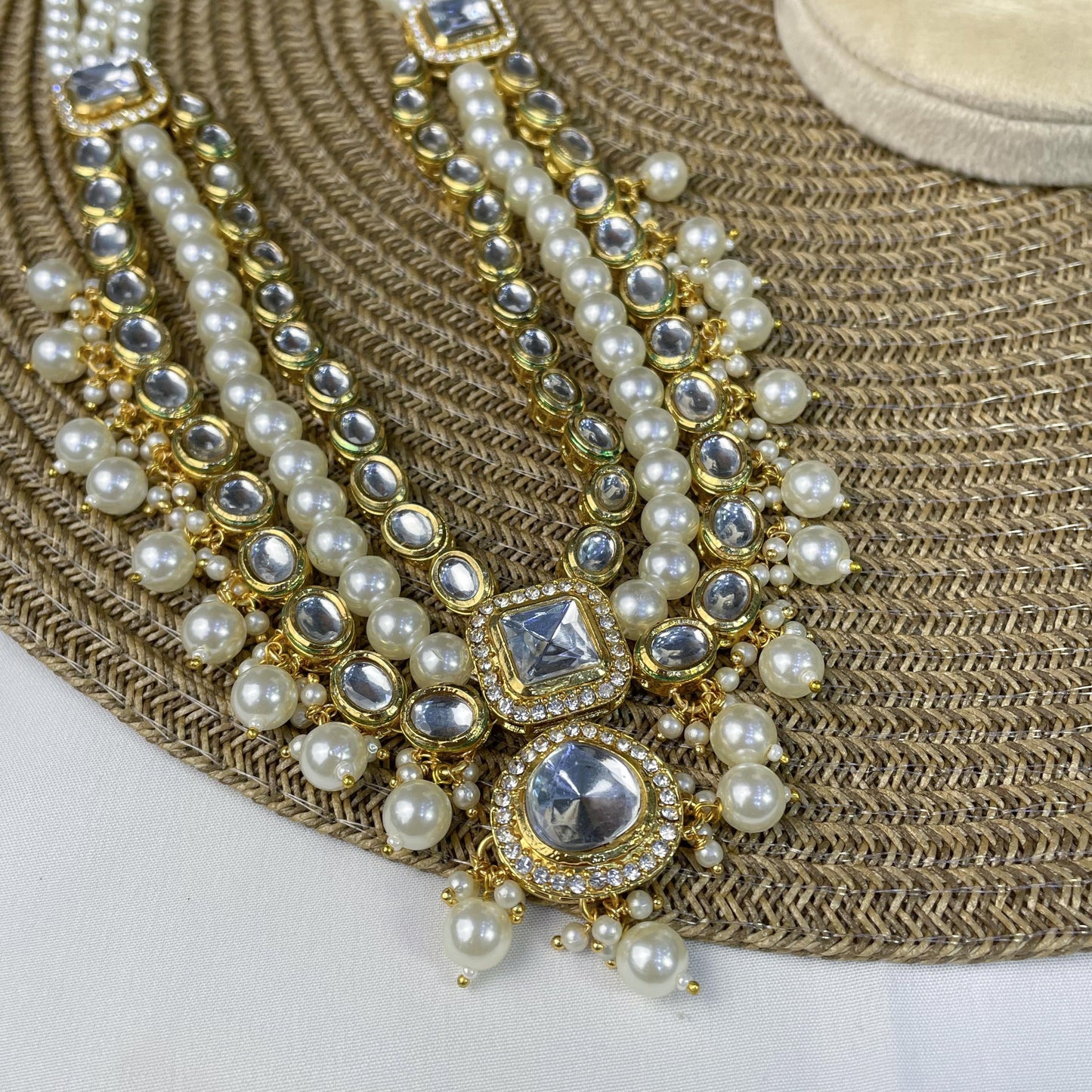 OPULENT IVORY BLOCK KUNDAN MALA
