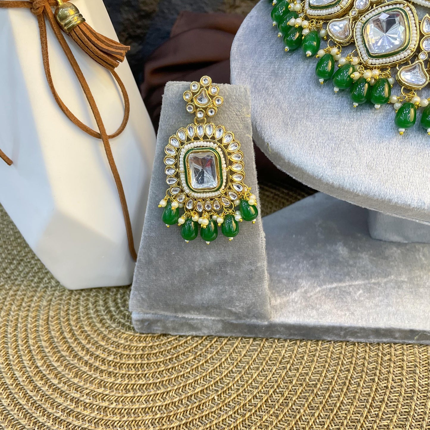 REGAL GEOMETRIC BIB KUNDAN NECKLACES