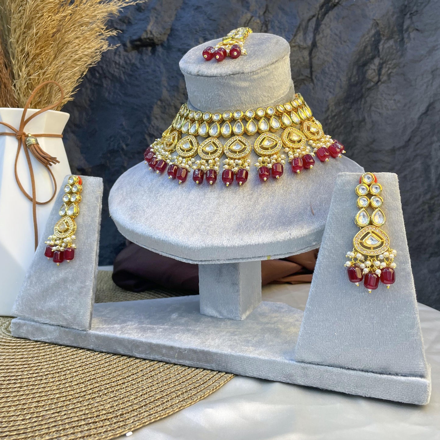 ELITE TEARDROP FILIGREE KUNDAN NECKLACES