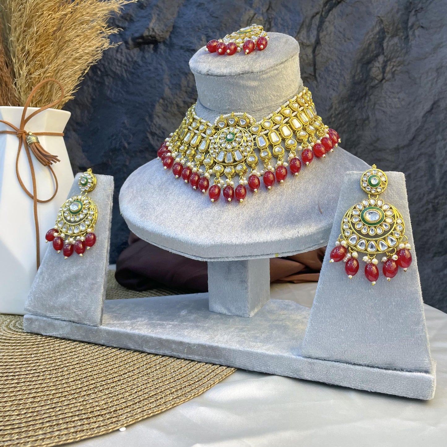 MAJESTIC CHANDBALI MEDALLION KUNDAN NECKLACES