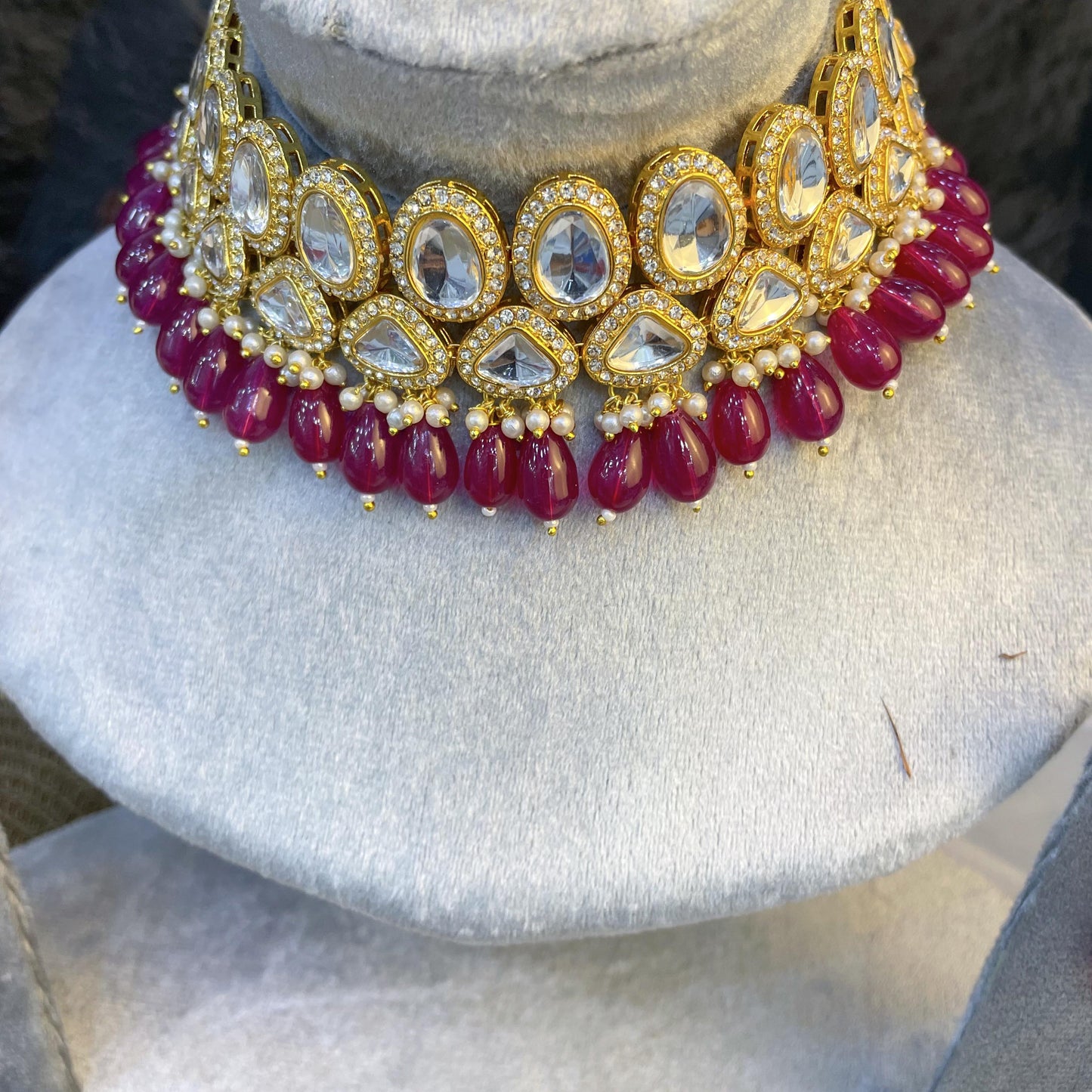 CELESTIAL TIERED TEARDROP KUNDAN NECKLACES