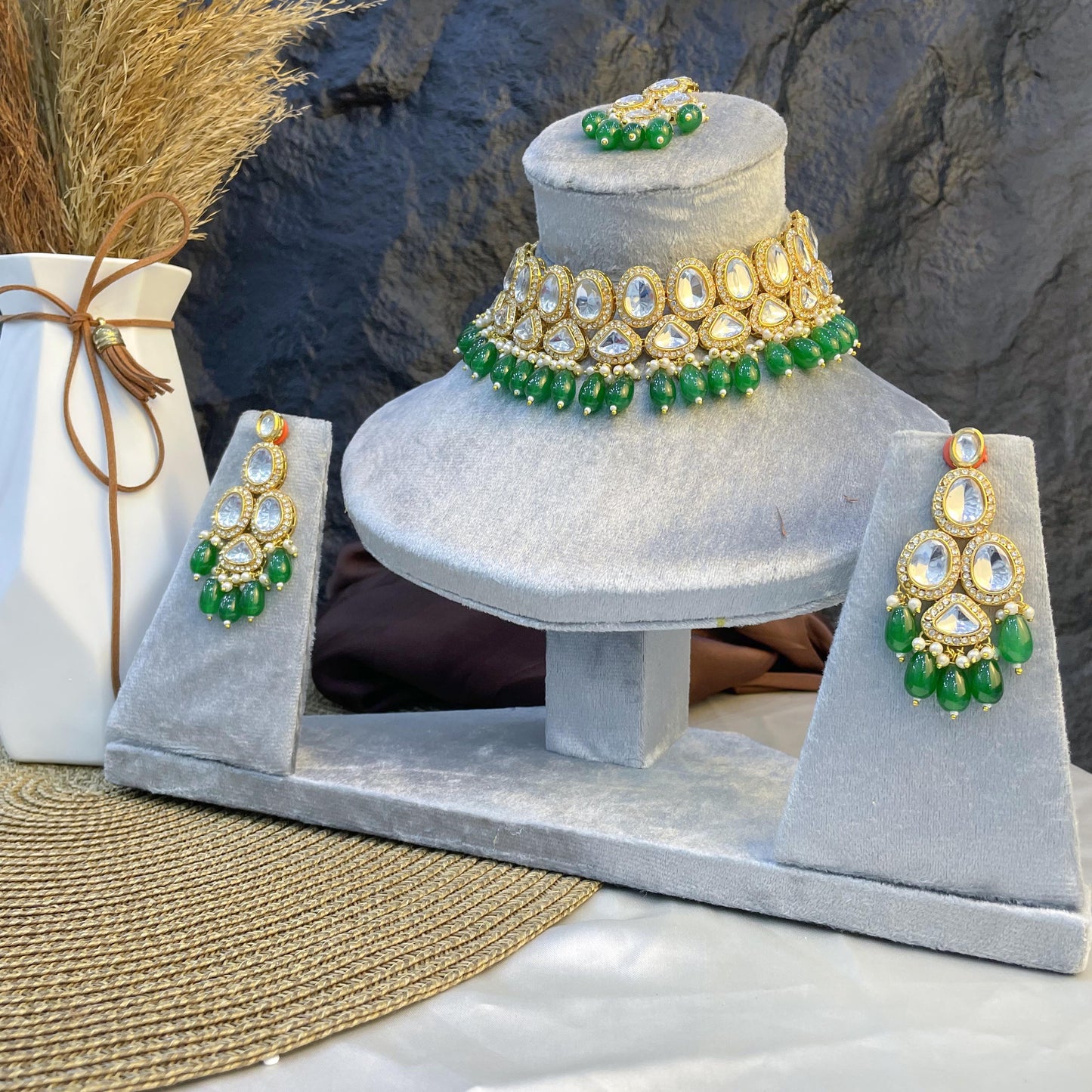 CELESTIAL TIERED TEARDROP KUNDAN NECKLACES