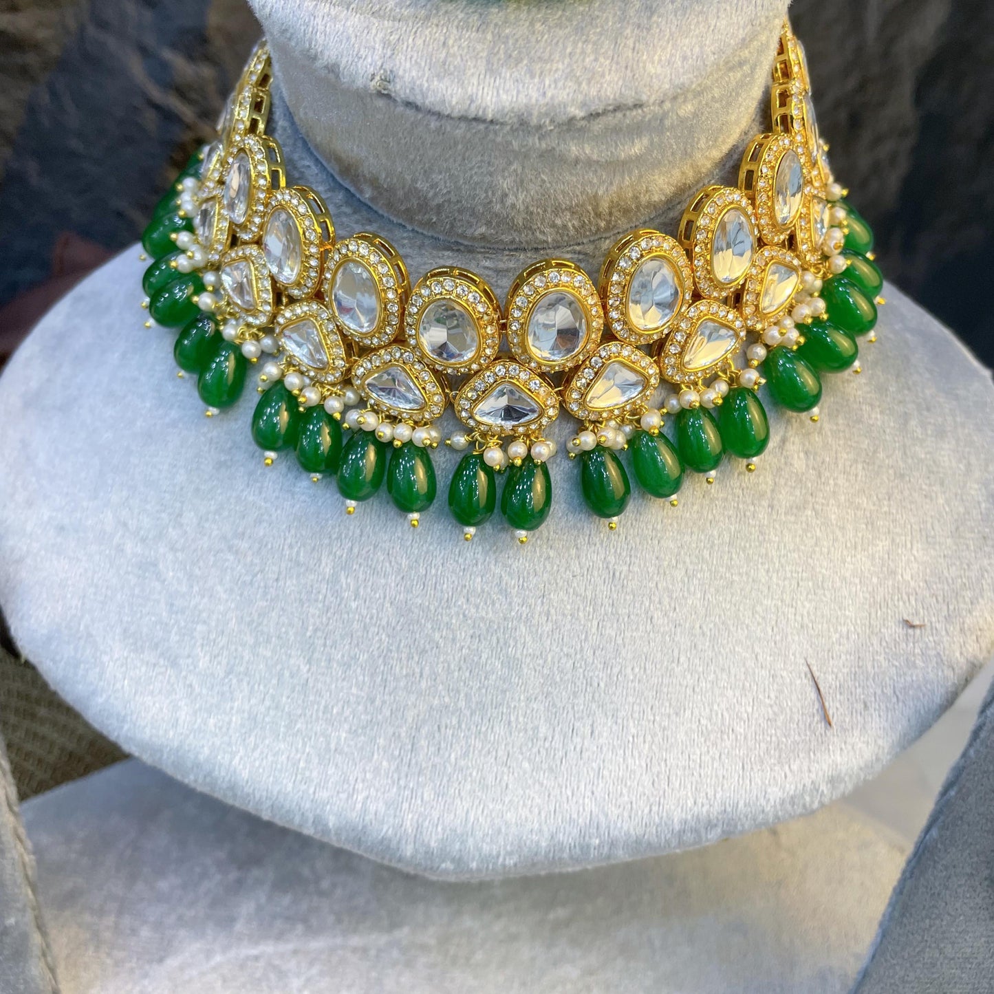 CELESTIAL TIERED TEARDROP KUNDAN NECKLACES
