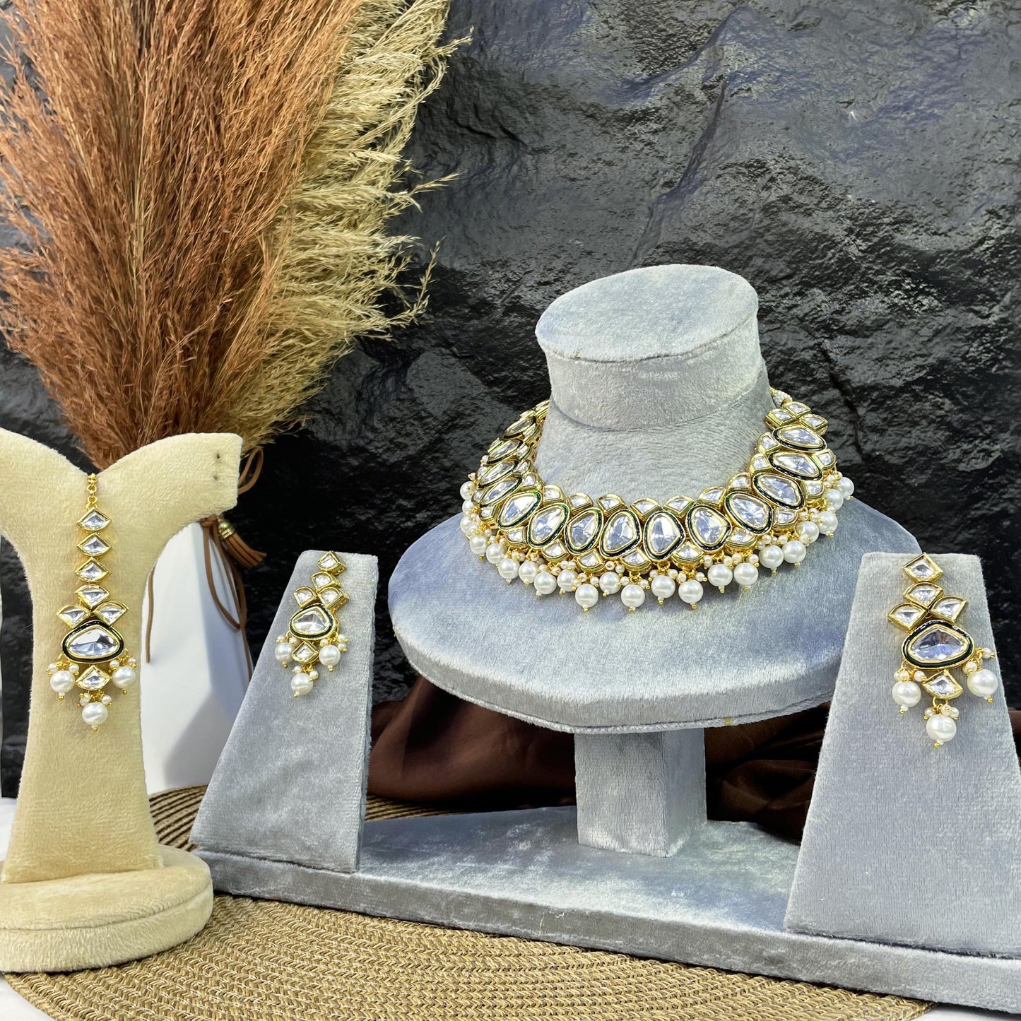 ROYAL CRESCENT DROP KUNDAN NECKLACES