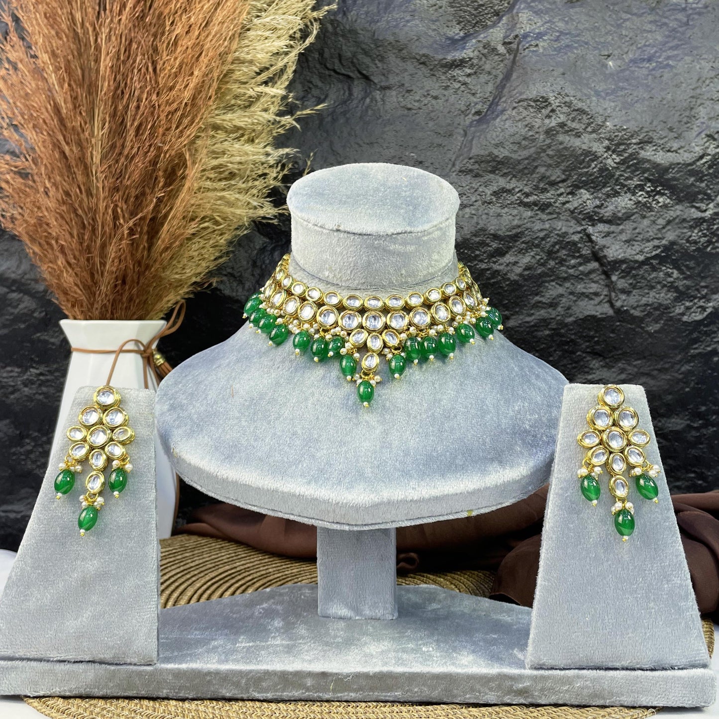 MAJESTIC DUAL-TIERED HALO KUNDAN NECKLACES