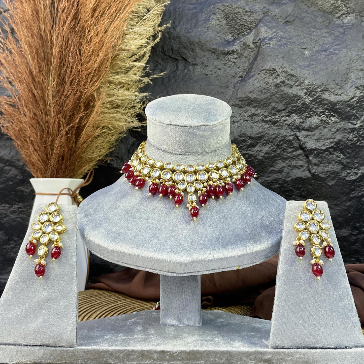 MAJESTIC DUAL-TIERED HALO KUNDAN NECKLACES