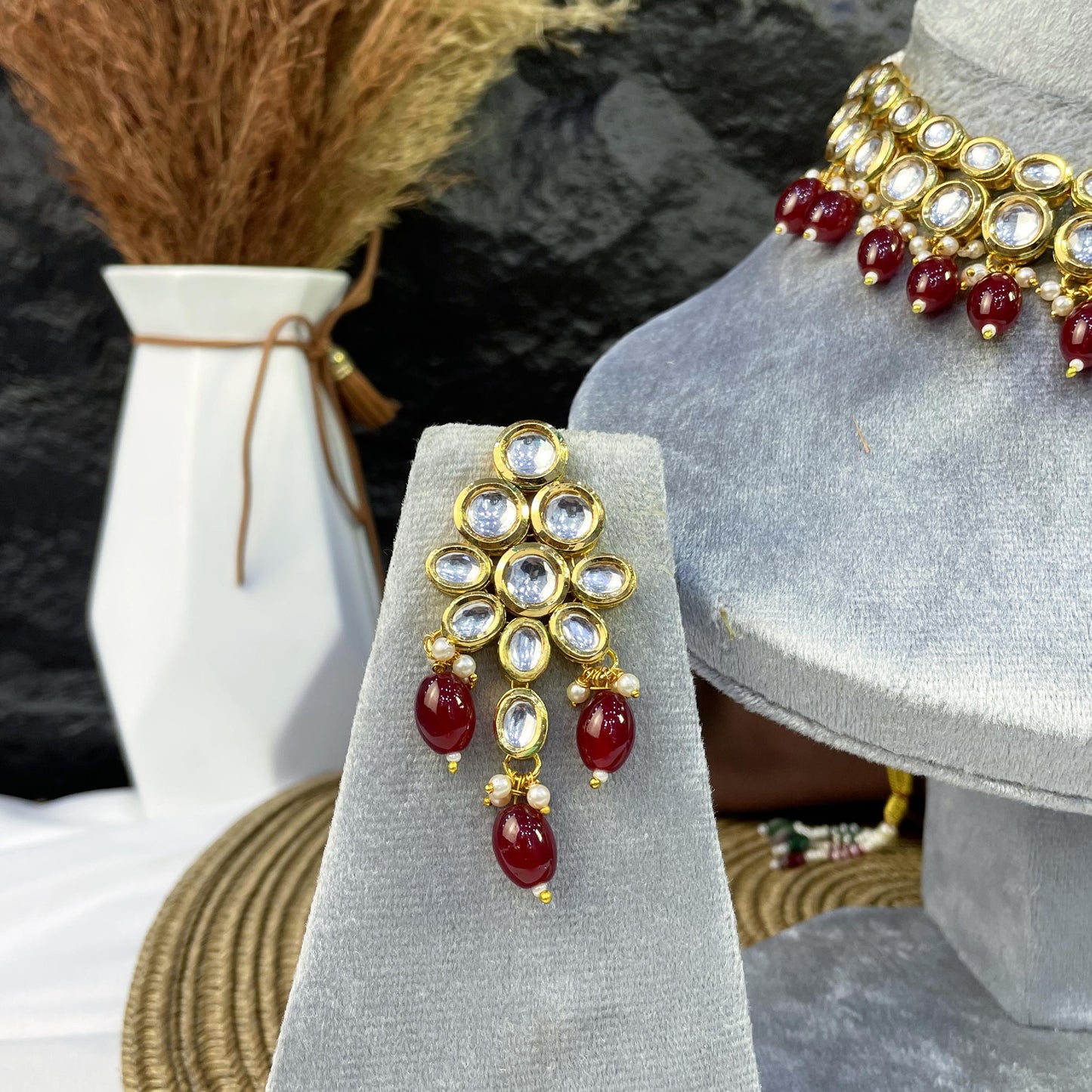 MAJESTIC DUAL-TIERED HALO KUNDAN NECKLACES