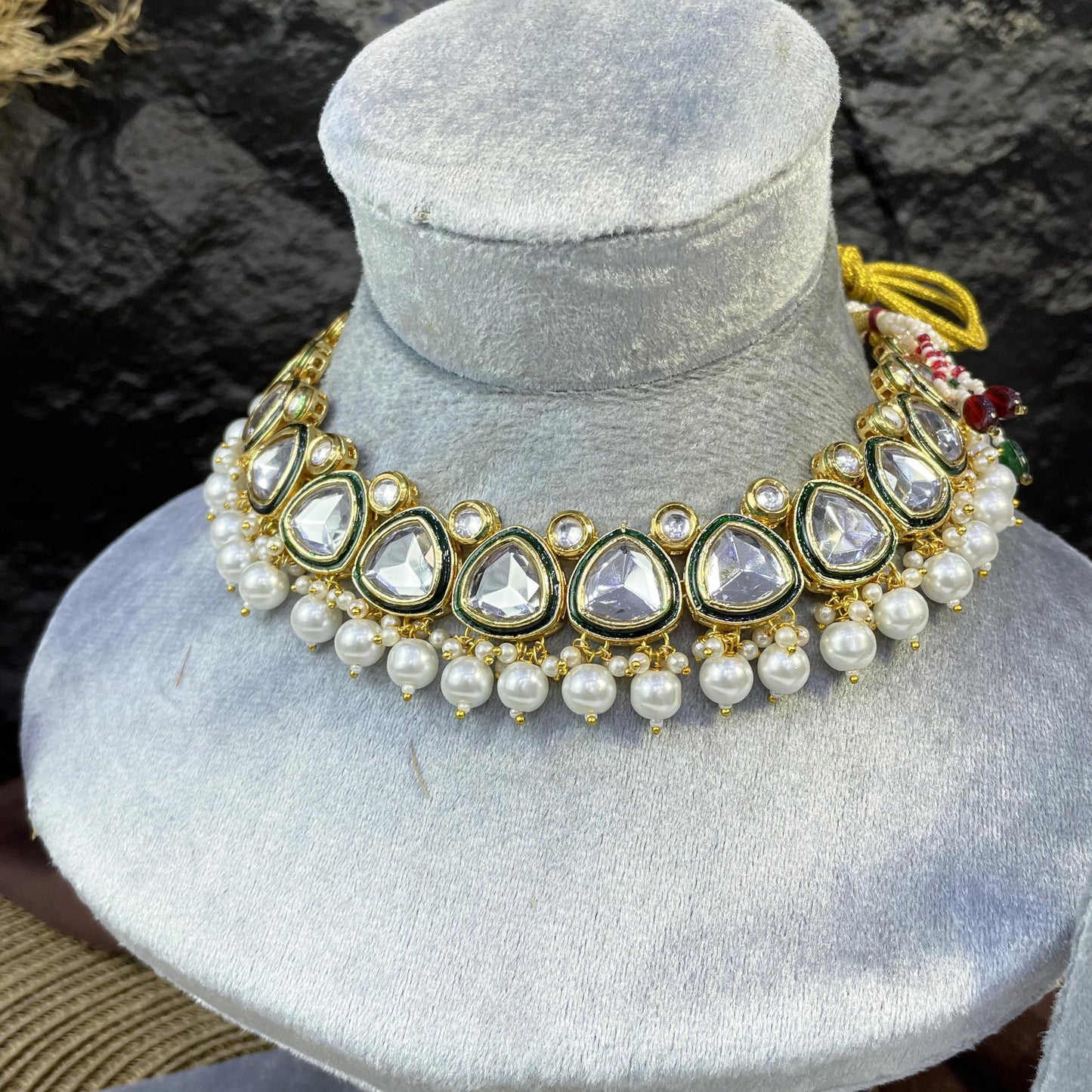 MAJESTIC TEARDROP MEENAKARI KUNDAN NECKLACES