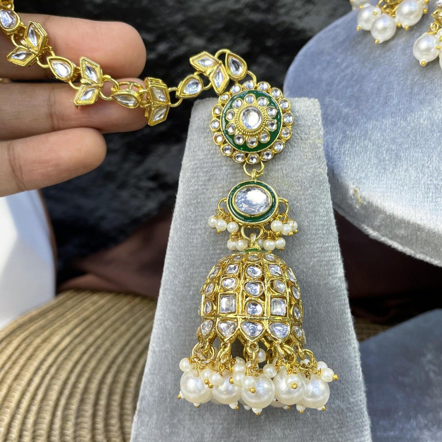 NIZAM MULTI-TIERED JHUMKA KUNDAN NECKLACES