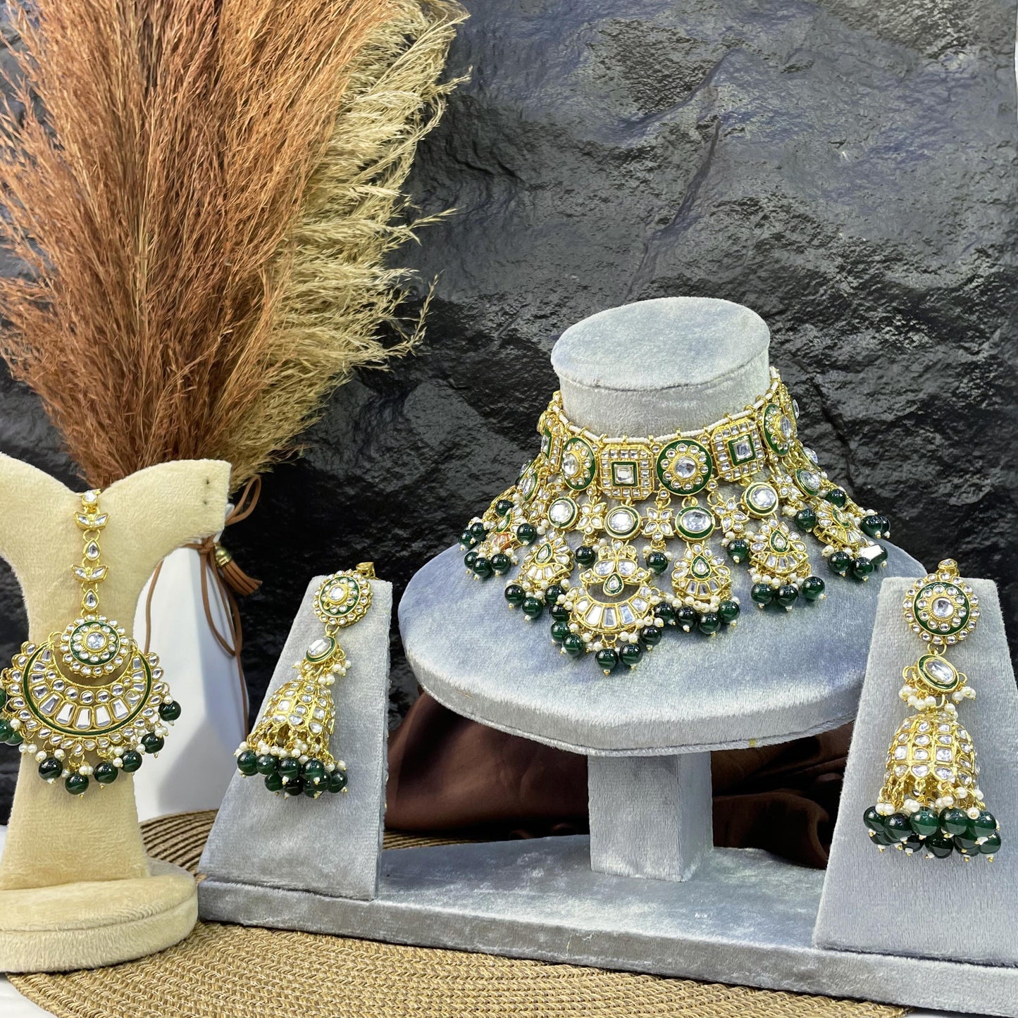 NIZAM MULTI-TIERED JHUMKA KUNDAN NECKLACES