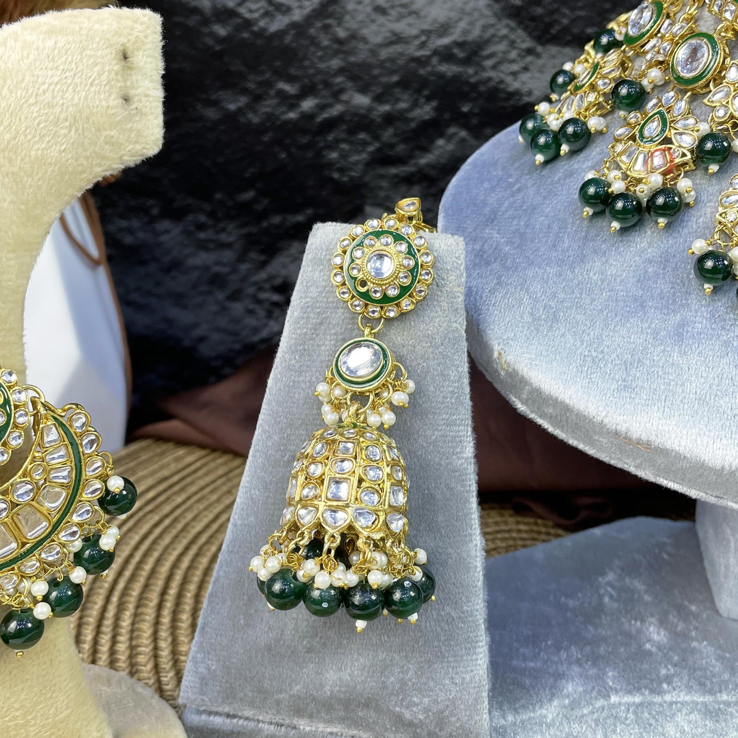 NIZAM MULTI-TIERED JHUMKA KUNDAN NECKLACES