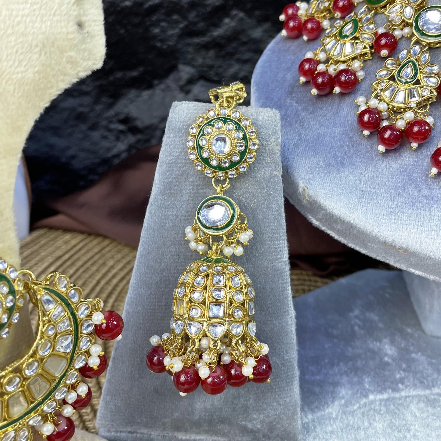NIZAM MULTI-TIERED JHUMKA KUNDAN NECKLACES