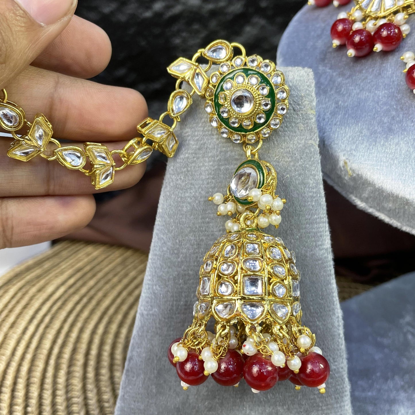 NIZAM MULTI-TIERED JHUMKA KUNDAN NECKLACES