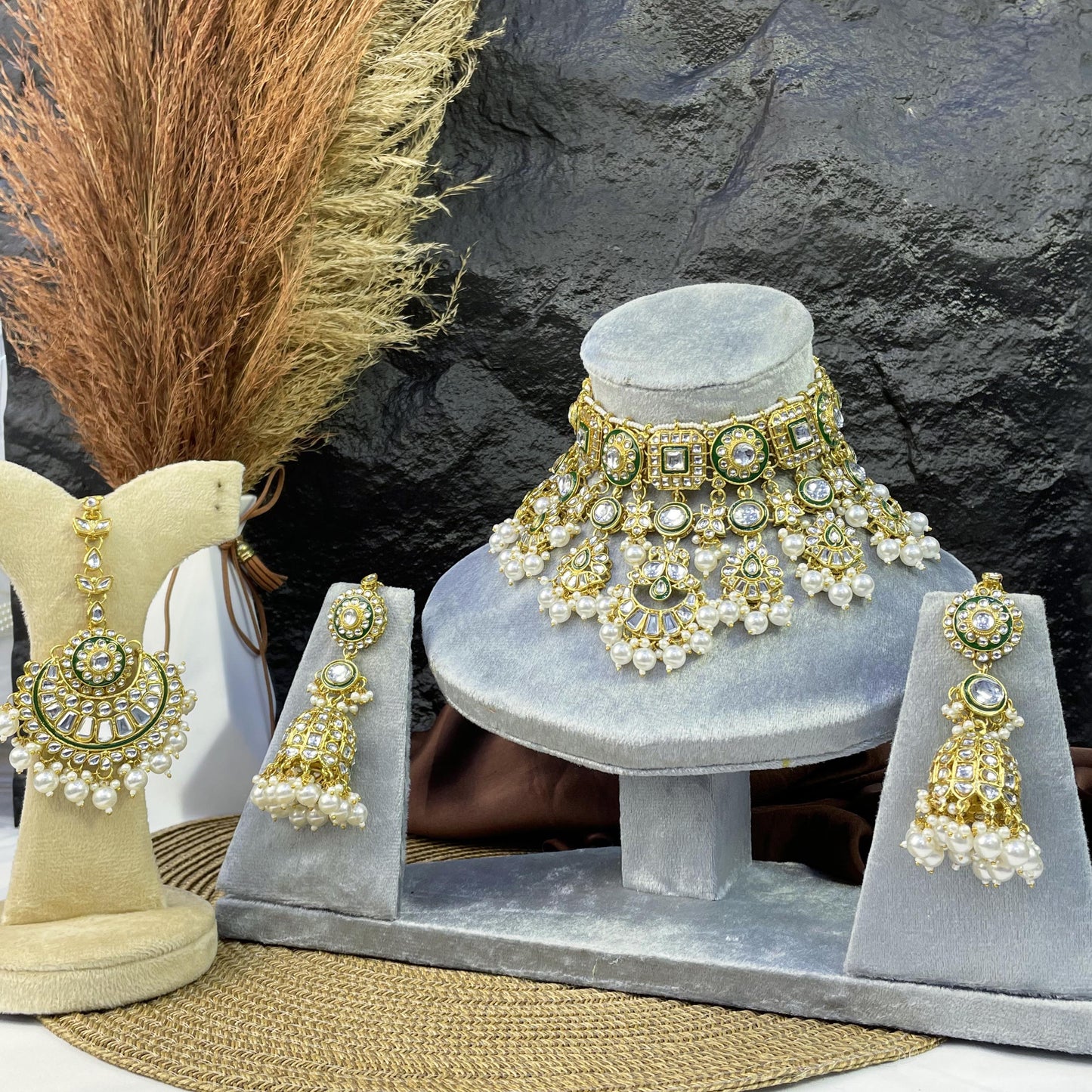 NIZAM MULTI-TIERED JHUMKA KUNDAN NECKLACES