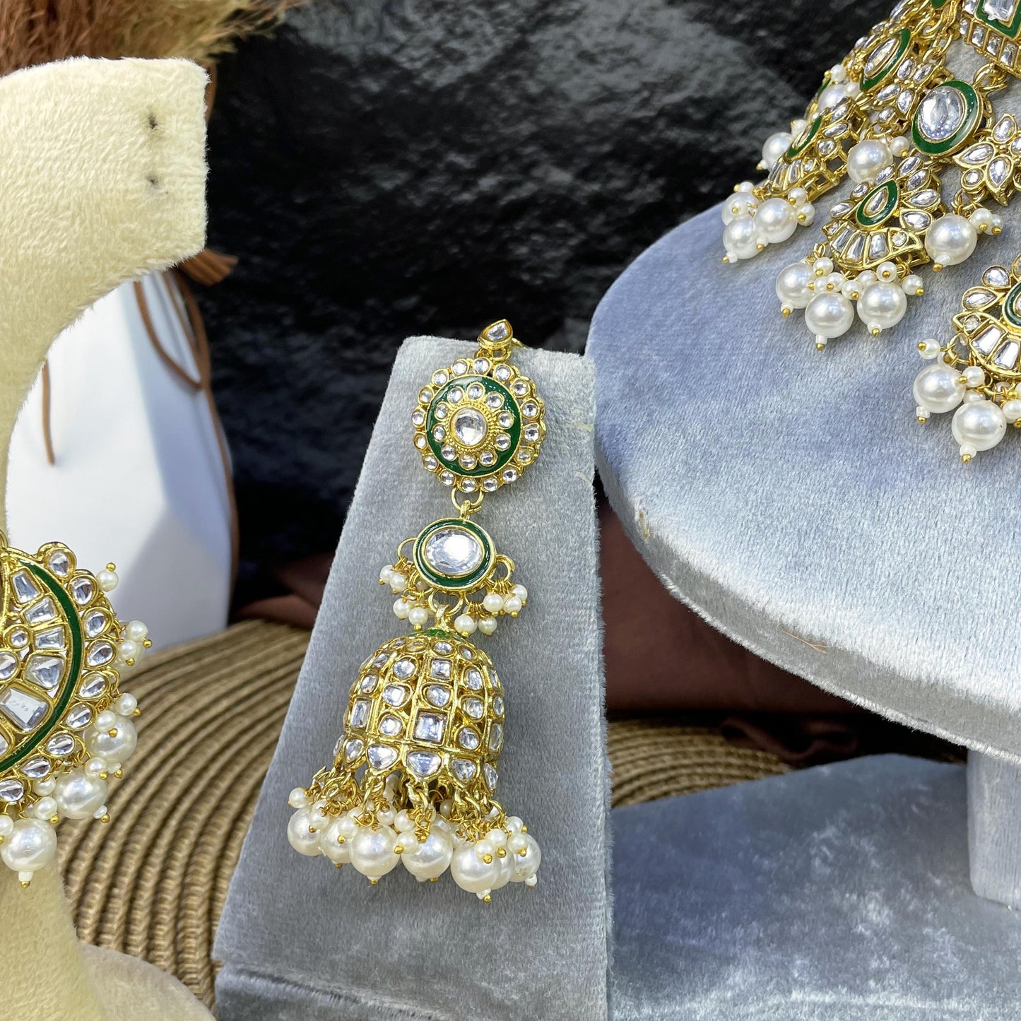 NIZAM MULTI-TIERED JHUMKA KUNDAN NECKLACES