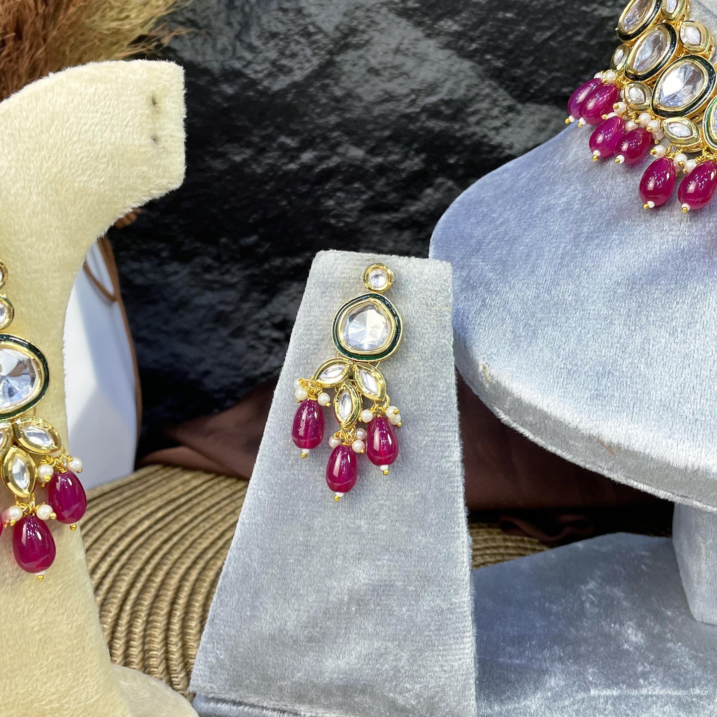CELESTIAL HEART-DROP KUNDAN NECKLACES
