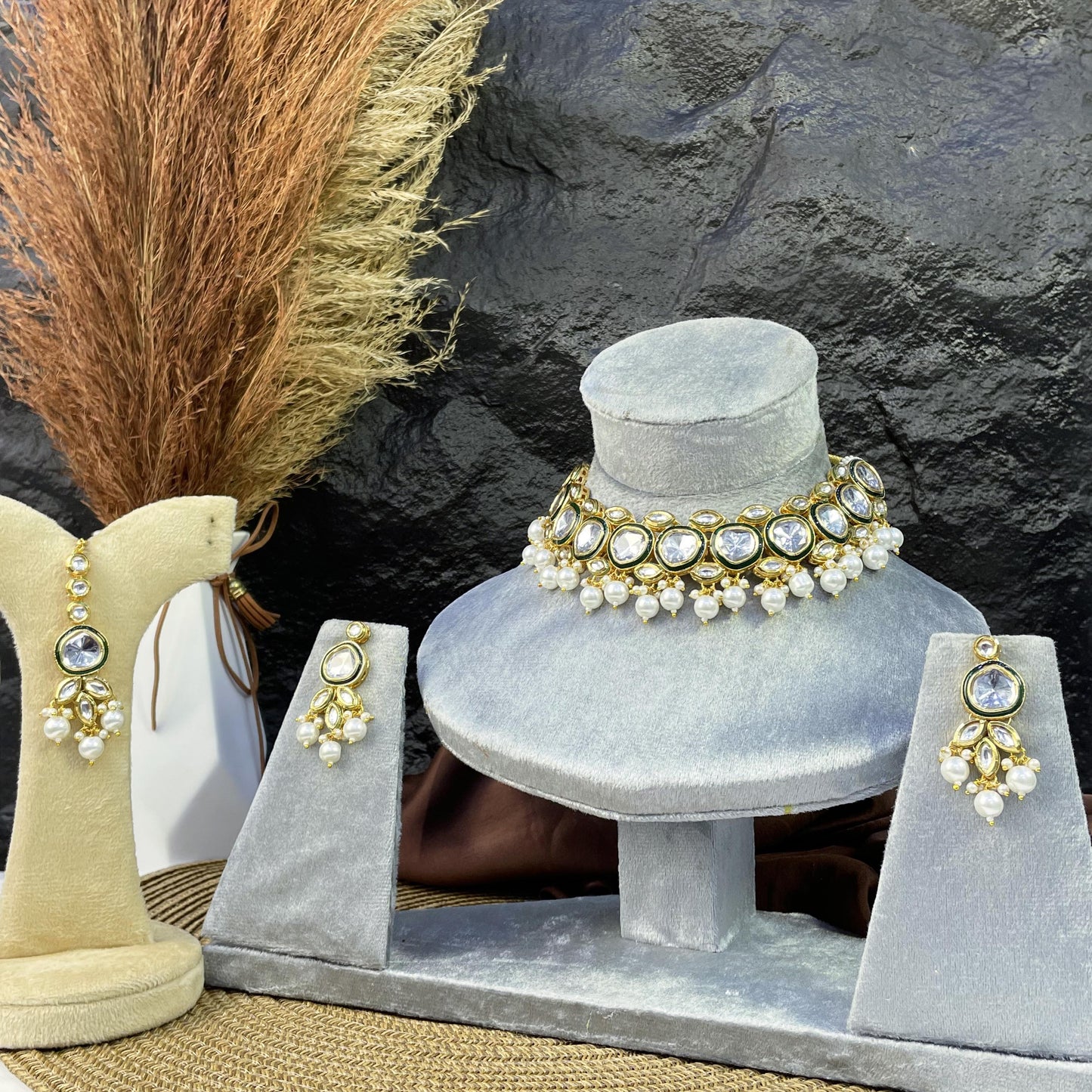 CELESTIAL HEART-DROP KUNDAN NECKLACES