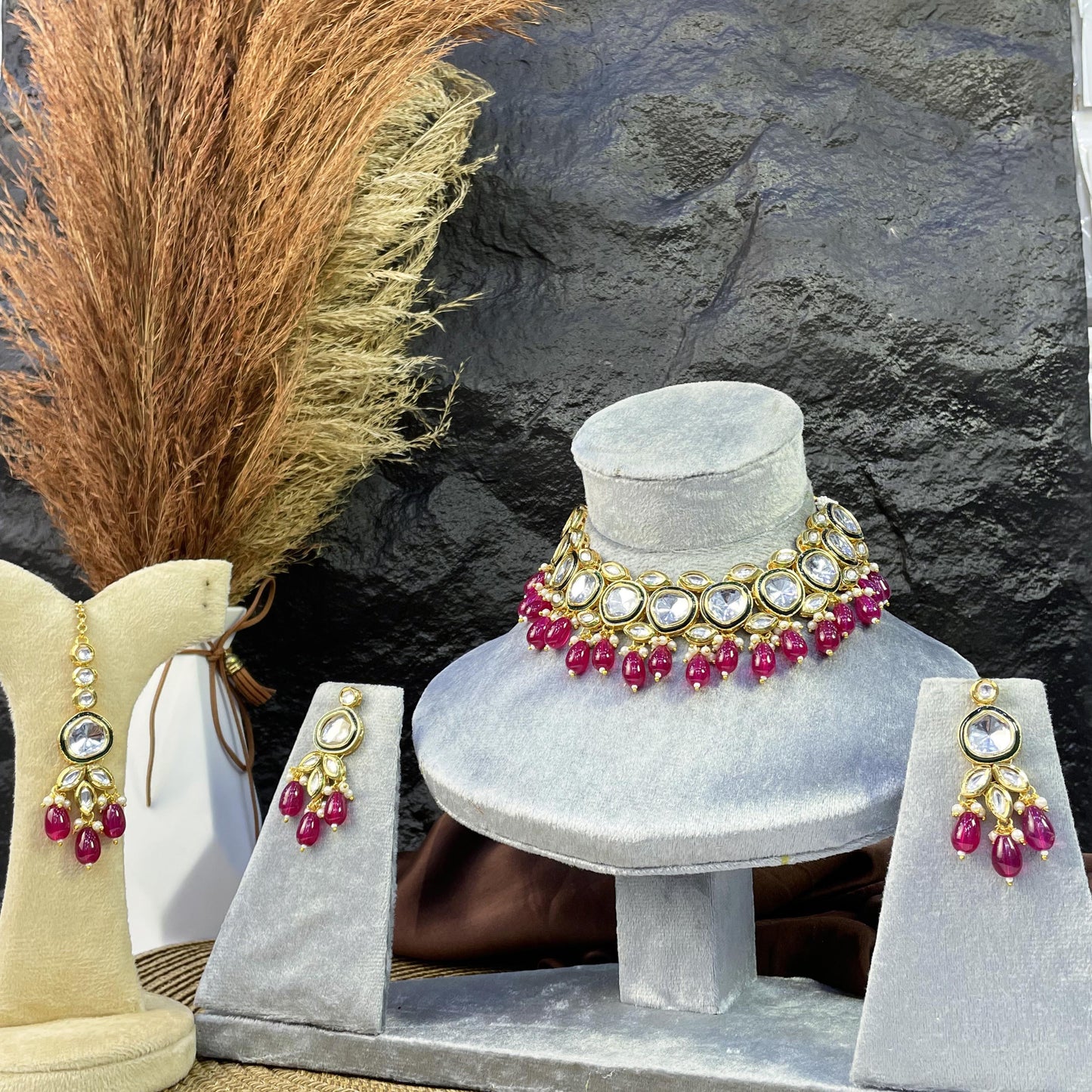 CELESTIAL HEART-DROP KUNDAN NECKLACES