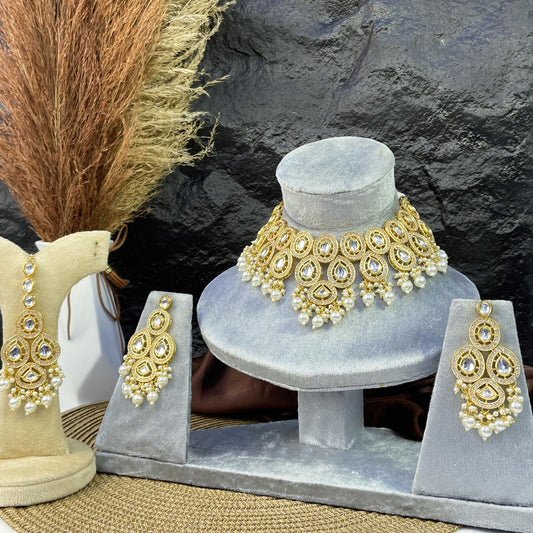 ROYAL TRI-TEARDROP FILIGREE KUNDAN NECKLACES