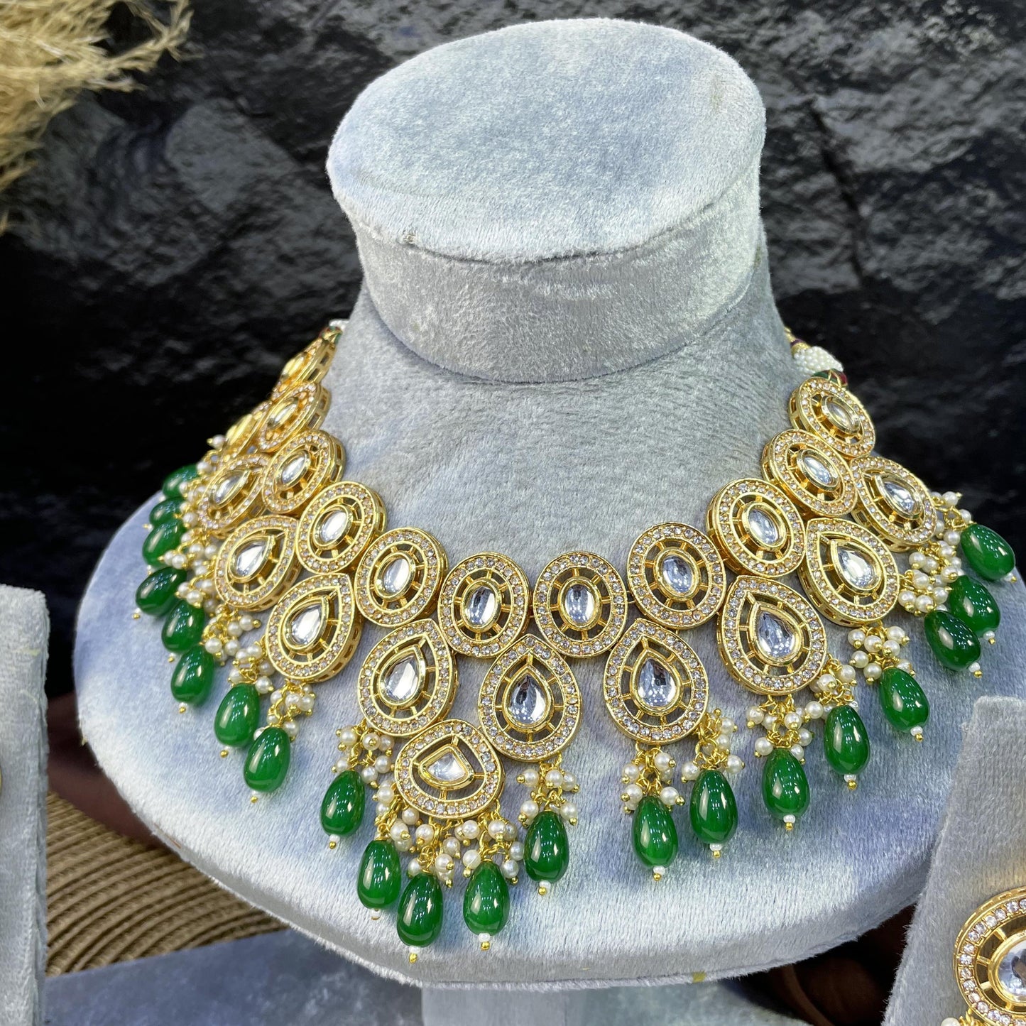 ROYAL TRI-TEARDROP FILIGREE KUNDAN NECKLACES