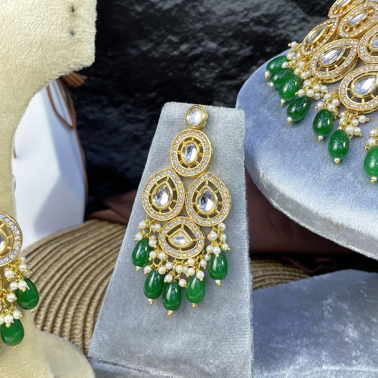 ROYAL TRI-TEARDROP FILIGREE KUNDAN NECKLACES